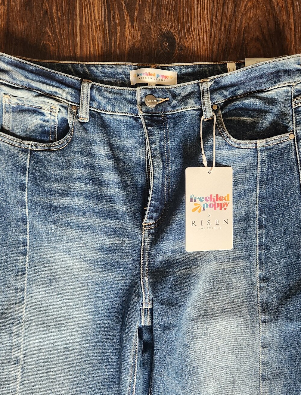 Risen Freckled Poppy Wide Leg Women’s Jeans - Light Blue - Picture 2 of 7